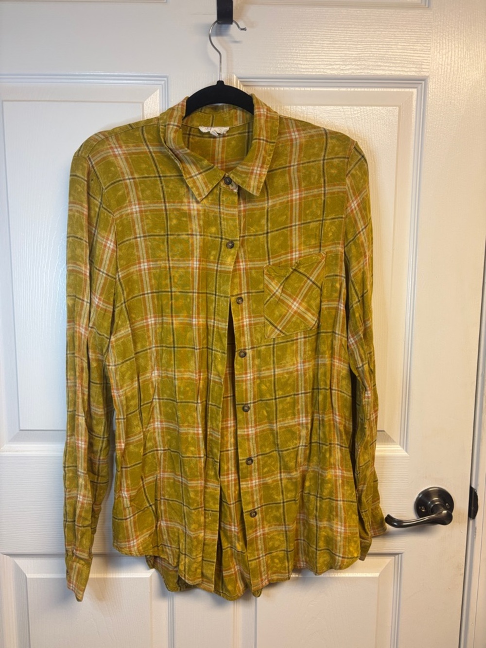Mystree Mustard and Tan Plaid Button-Down Shirt